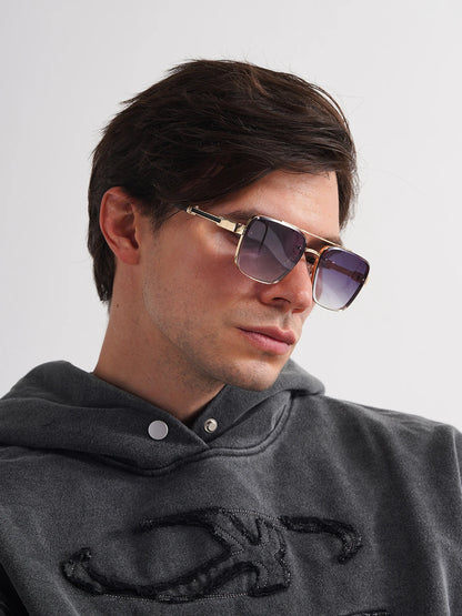 Ruiao Square Pilot Metal Gradient Luxury Sunglasses