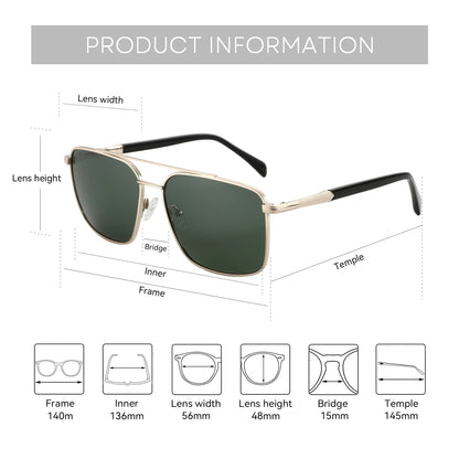 Anti-Blue Metal Aviator Prescription Progressive Sunglasses
