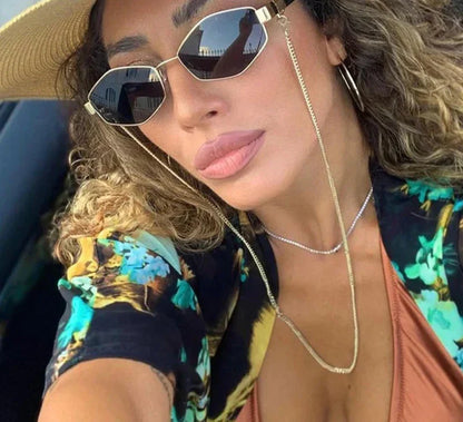 Luxury Hexagon Sunglasses with Chain
