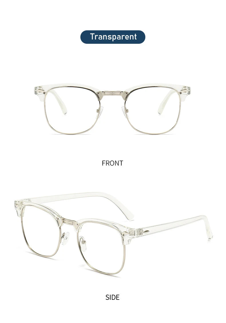 Retro Classic Half Frames Anti Blue Light Eyeglasses - retinosa