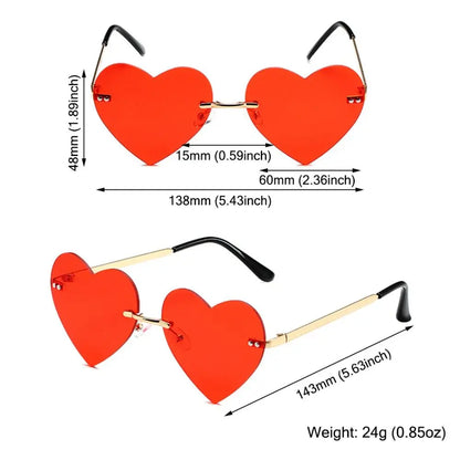 Pink Hipe Costume Party Rimless Heart HELLOWEEN Sunglasses