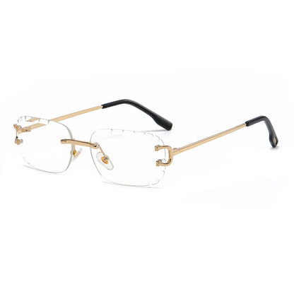 Rimless Rectangle Anti-Glare Cut Edge Sunglasses