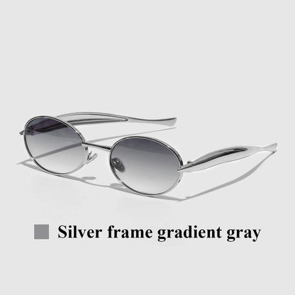 Luxury Metal Frame Cat Eye Oval Women's Sunglasses