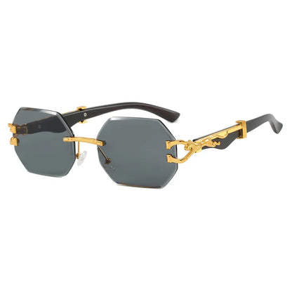 Frameless Cut Edge Hexagon Sunglasses