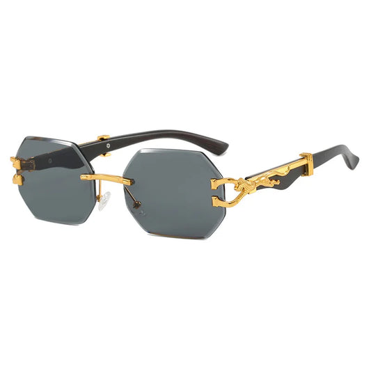 Frameless Cut Edge Hexagon Sunglasses