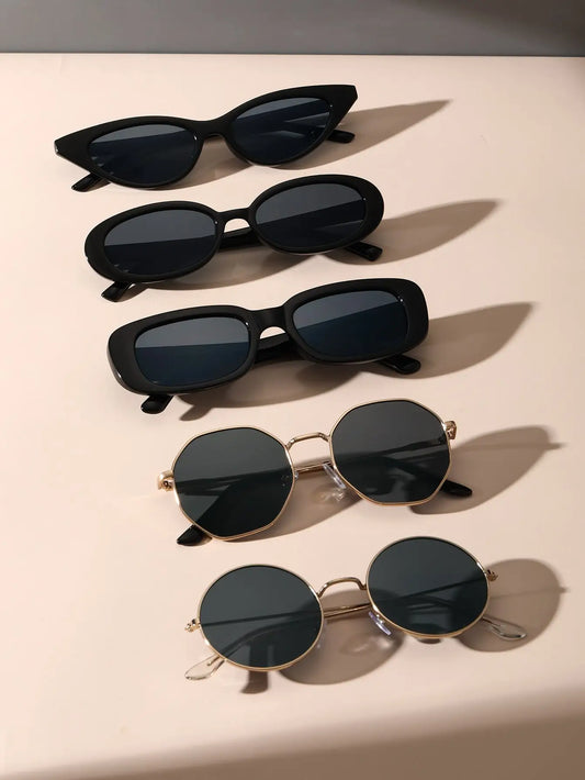 5PCS Unisex Metal Plastic Street Fashion Sunglasses
