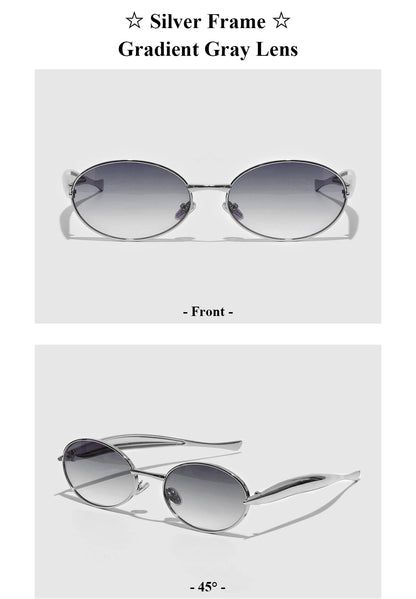 Luxury Metal Frame Cat Eye Oval Women's Sunglasses