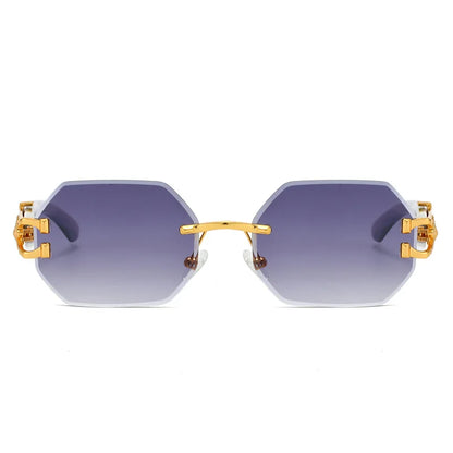 Frameless Cut Edge Hexagon Sunglasses