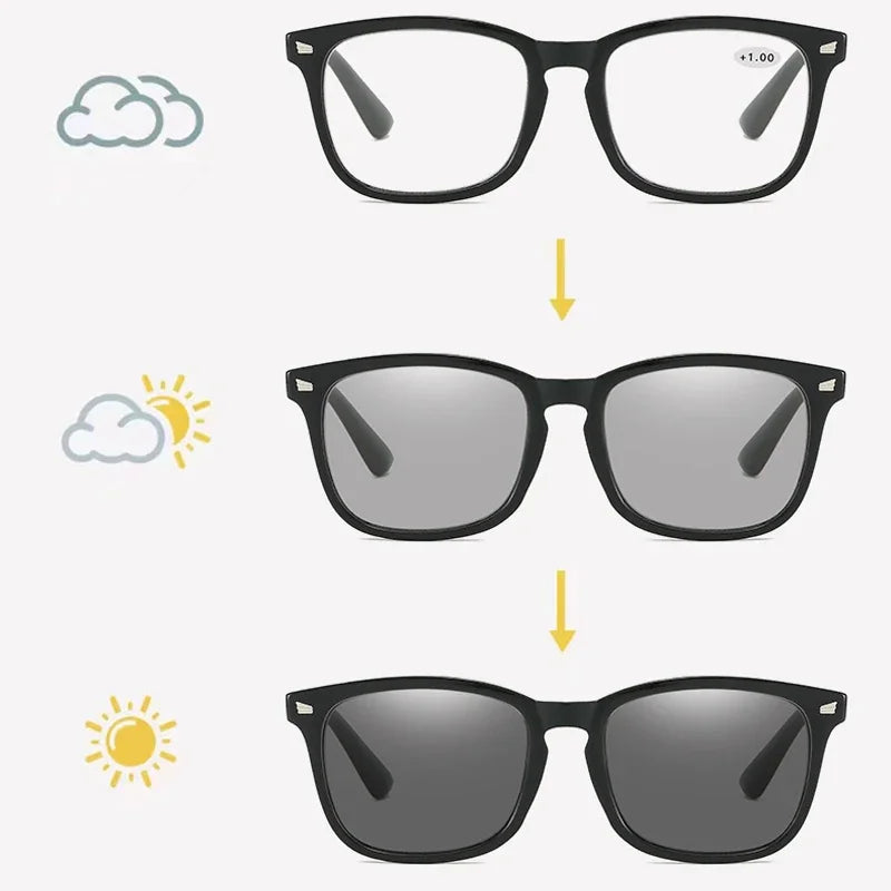 Anti-UV Far Sight Photochromic Reading Eyeglasses