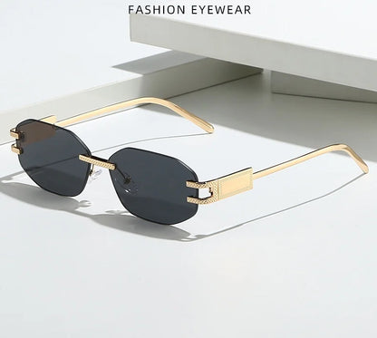 Retro Frameless Trendy Fashion Brand Sun Glasses