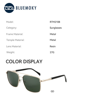 Anti-Blue Metal Aviator Prescription Progressive Sunglasses
