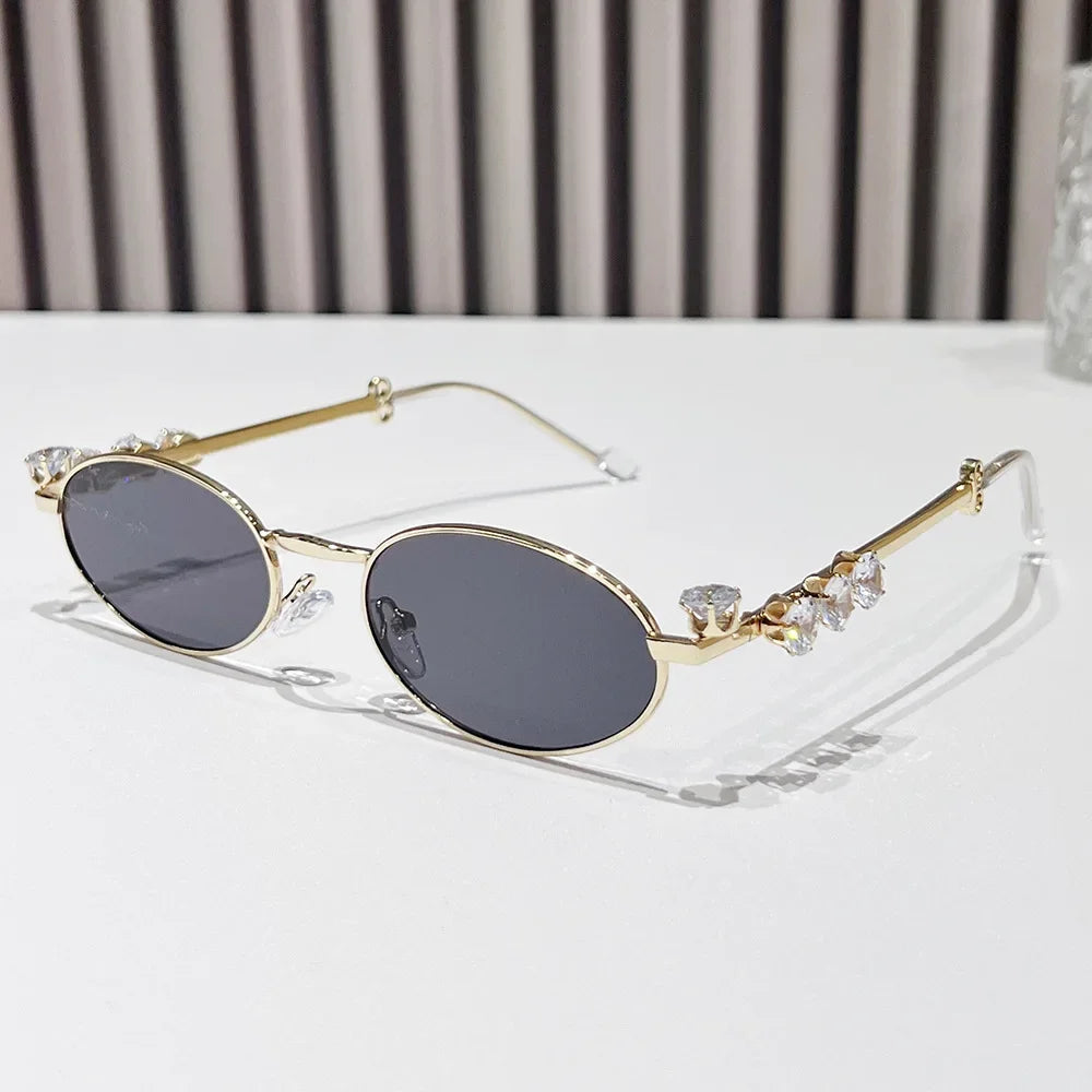 Metal Oval Frame Sunglasses Vintage Outdoor - retinosa