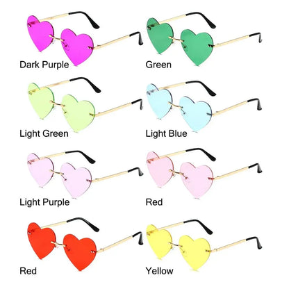 Pink Hipe Costume Party Rimless Heart HELLOWEEN Sunglasses