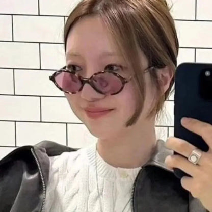 Cute Sexy Lovely Small Oval Leopard Sunglasses