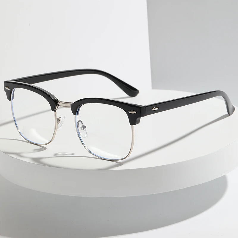 Retro Classic Half Frames Anti Blue Light Eyeglasses - retinosa