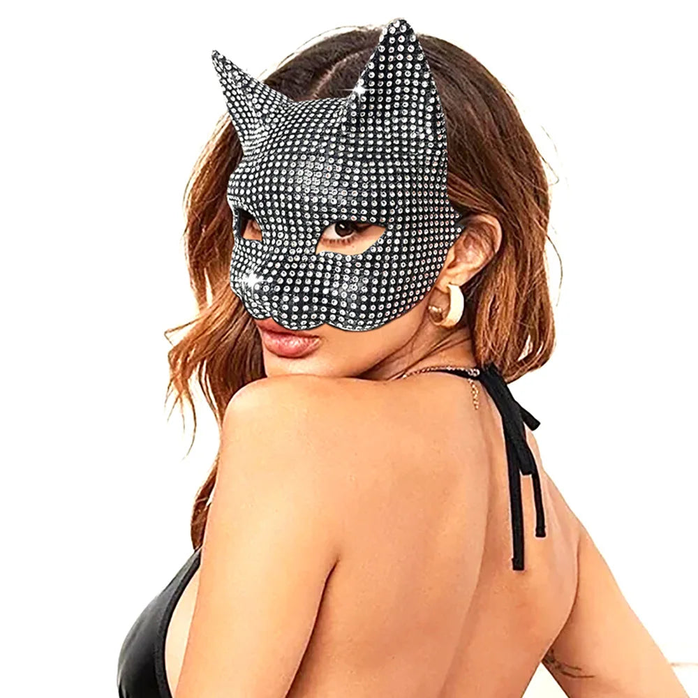 Sexy Cat Ear Bling Masks & Gloves