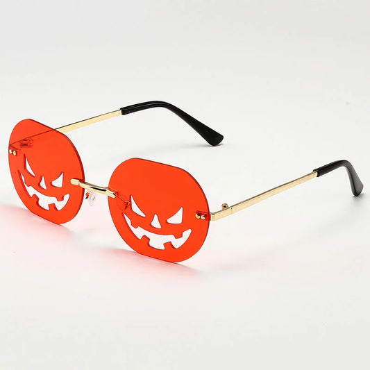 Halloween Alloy Oval Cutout Pumpkin Glasses