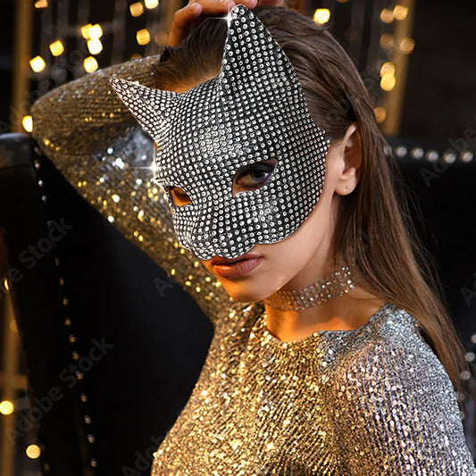 Sexy Cat Ear Bling Masks & Gloves