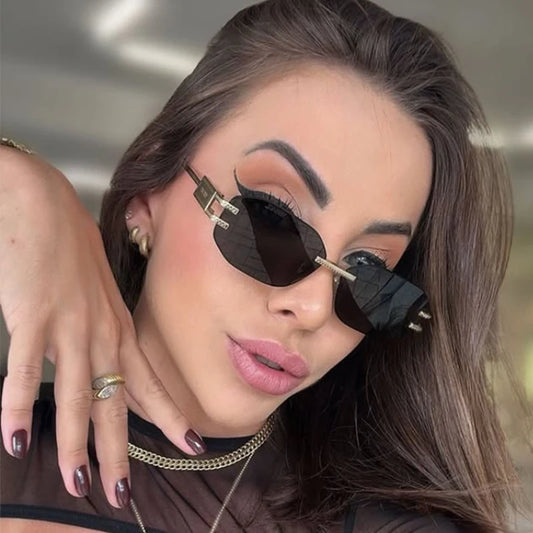 Retro Frameless Trendy Fashion Brand Sun Glasses