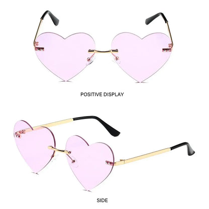 Pink Hipe Costume Party Rimless Heart HELLOWEEN Sunglasses