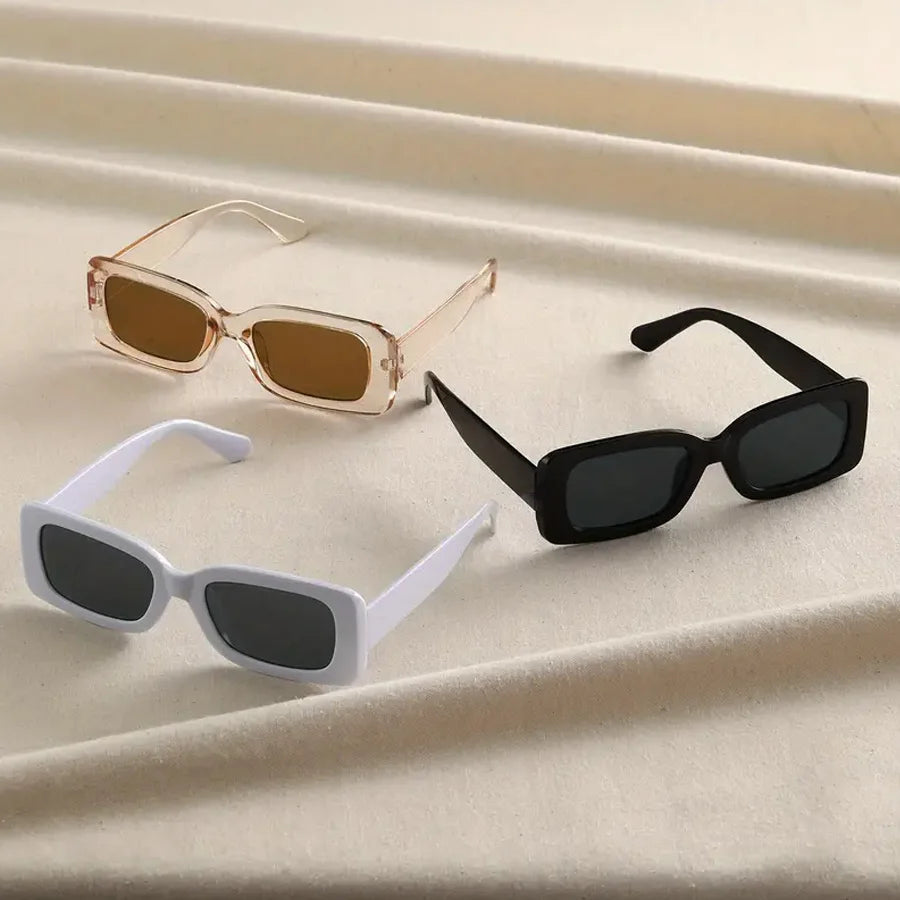 3PCS Y2K Hip Hop Vacation Square fashion Glasses