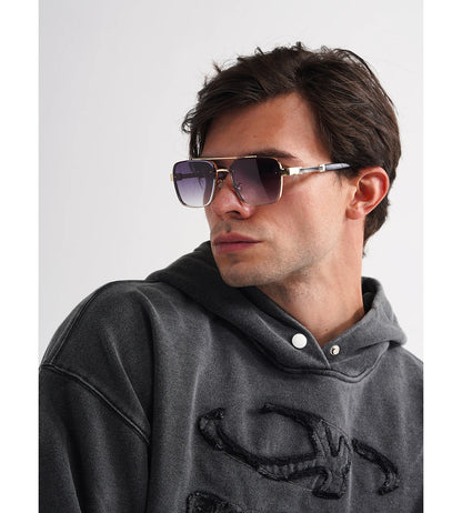 Ruiao Square Pilot Metal Gradient Luxury Sunglasses