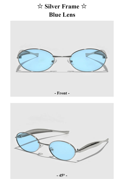 Luxury Metal Frame Cat Eye Oval Women's Sunglasses