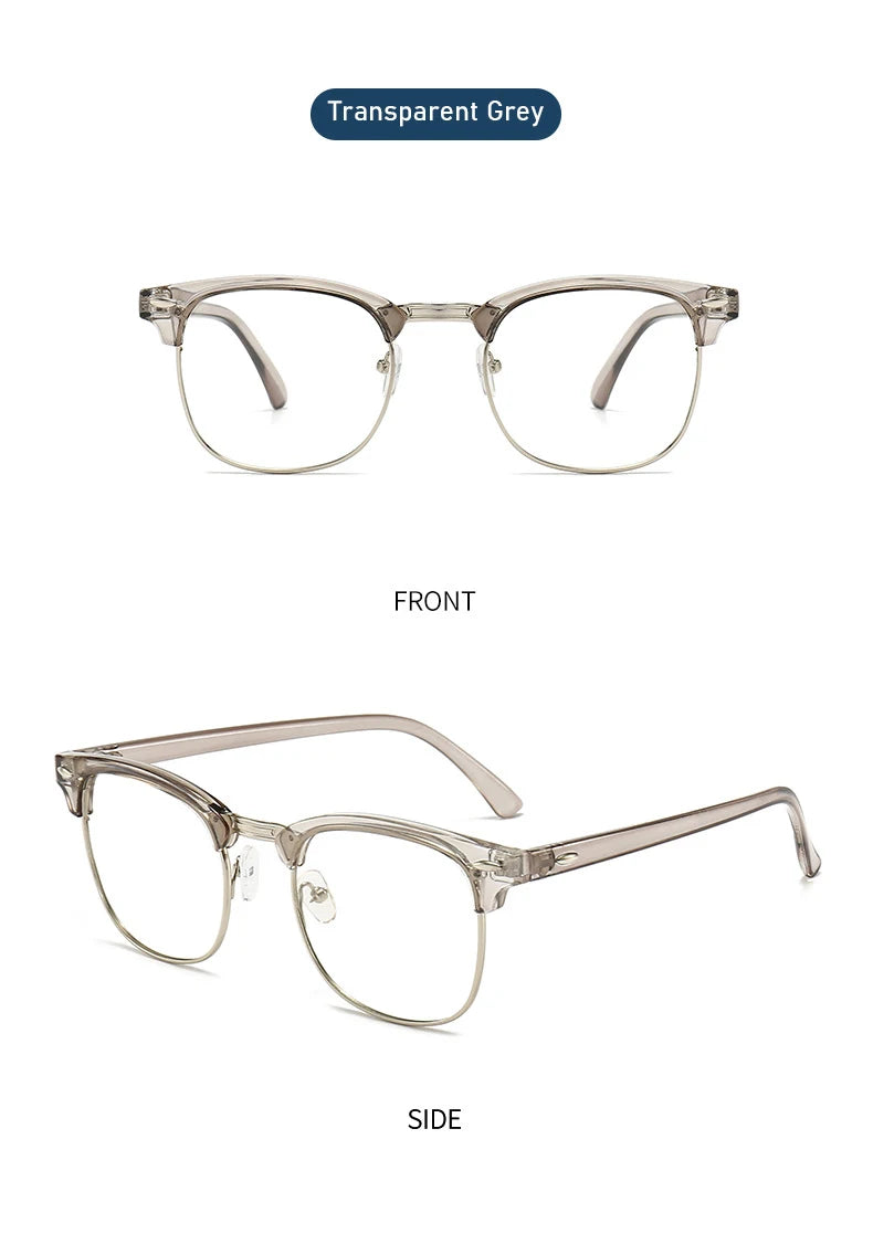 Retro Classic Half Frames Anti Blue Light Eyeglasses - retinosa