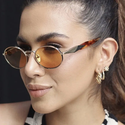 Luxury Metal Frame Cat Eye Oval Women's Sunglasses