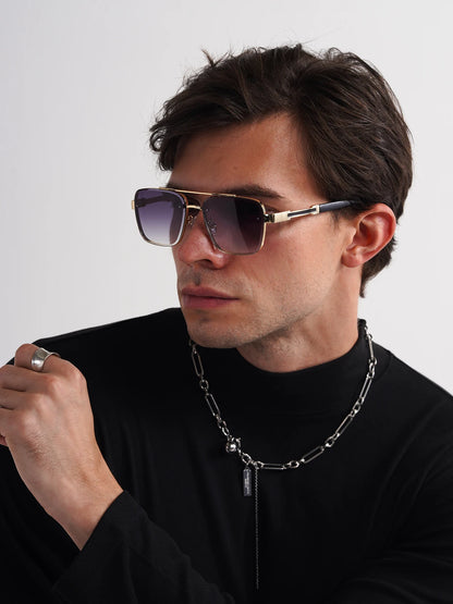Ruiao Square Pilot Metal Gradient Luxury Sunglasses