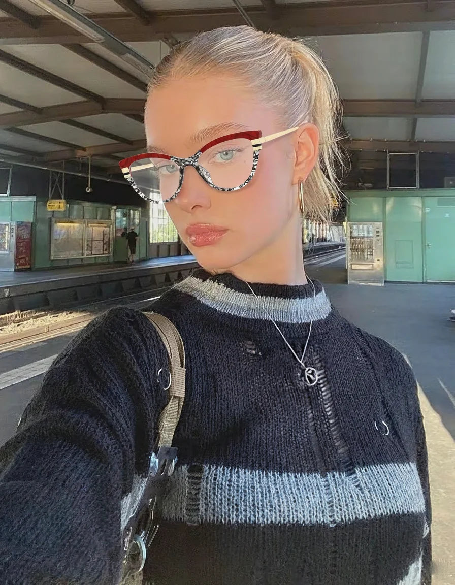 Chic retro cat-eye blue light glasses - retinosa