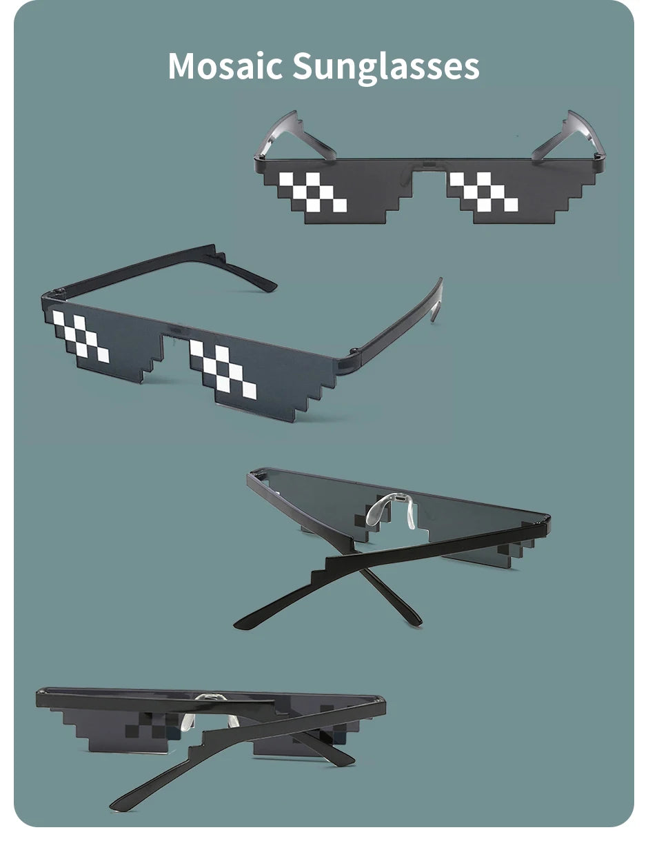 2Pcs Mosaic Pixelated Cool Party Vintage Shades
