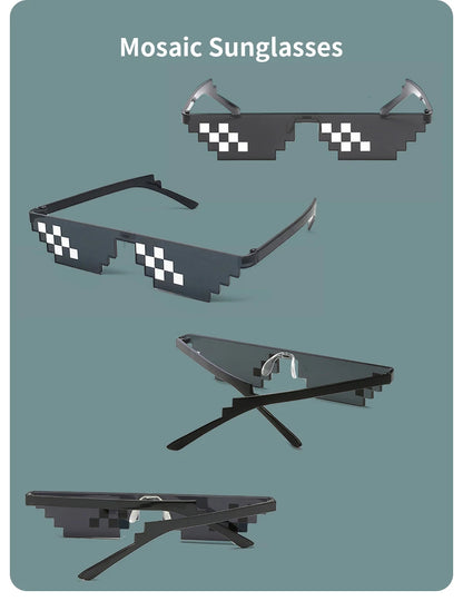 2Pcs Mosaic Pixelated Cool Party Vintage Shades