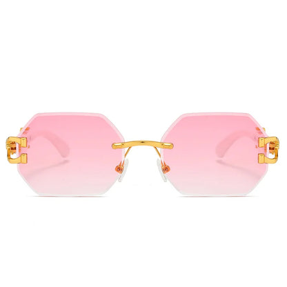 Frameless Cut Edge Hexagon Sunglasses
