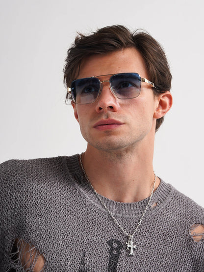 Ruiao Square Pilot Metal Gradient Luxury Sunglasses