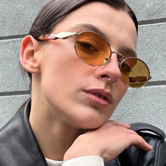 Luxury Metal Frame Cat Eye Oval Women's Sunglasses