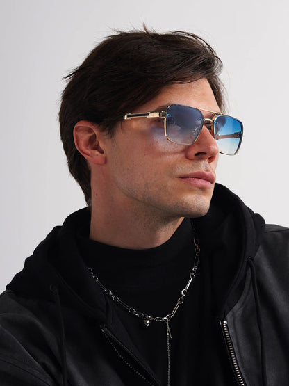 Ruiao Square Pilot Metal Gradient Luxury Sunglasses