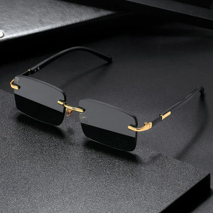 Frameless Luxury Trimmed Square Sunglasses