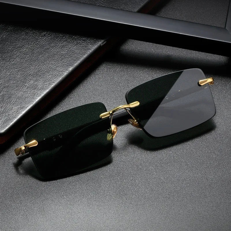 Frameless Luxury Trimmed Square Sunglasses