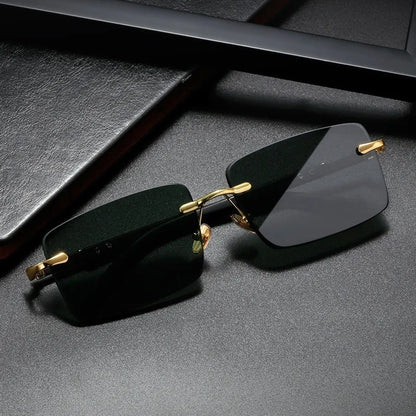 Frameless Luxury Trimmed Square Sunglasses