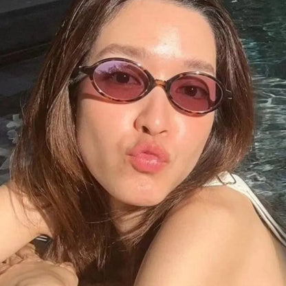 Cute Sexy Lovely Small Oval Leopard Sunglasses