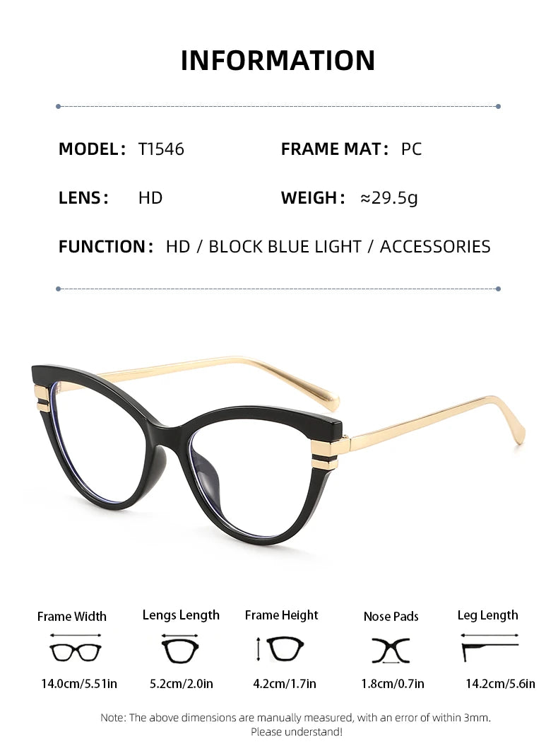 Chic retro cat-eye blue light glasses - retinosa