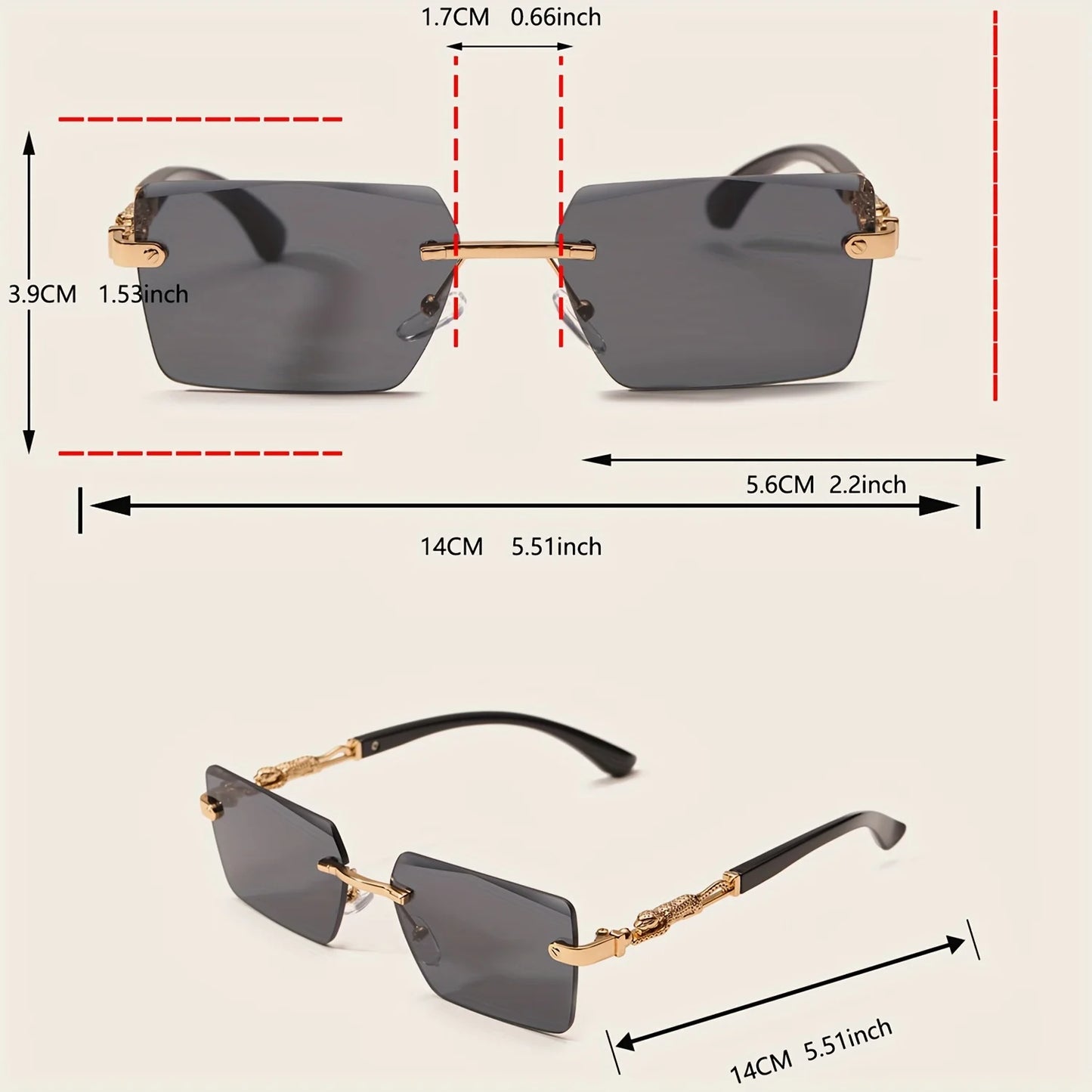 Beach Vacation Luxury Rimless Sunglasses