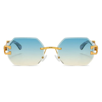 Frameless Cut Edge Hexagon Sunglasses