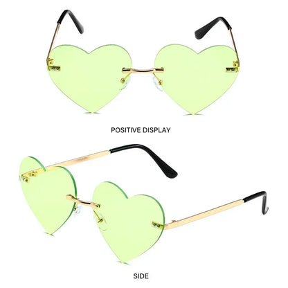 Pink Hipe Costume Party Rimless Heart HELLOWEEN Sunglasses