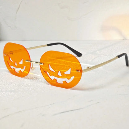 Halloween Alloy Oval Cutout Pumpkin Glasses