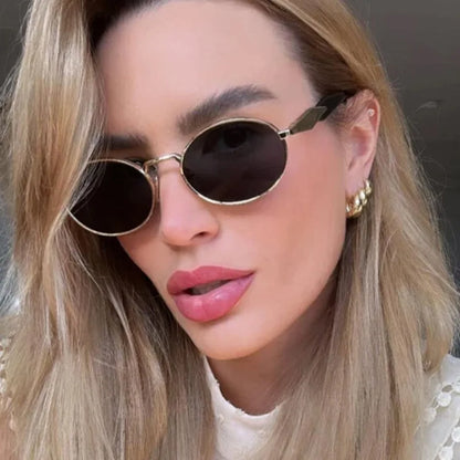 Luxury Metal Frame Cat Eye Oval Women's Sunglasses