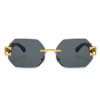 Frameless Cut Edge Hexagon Sunglasses