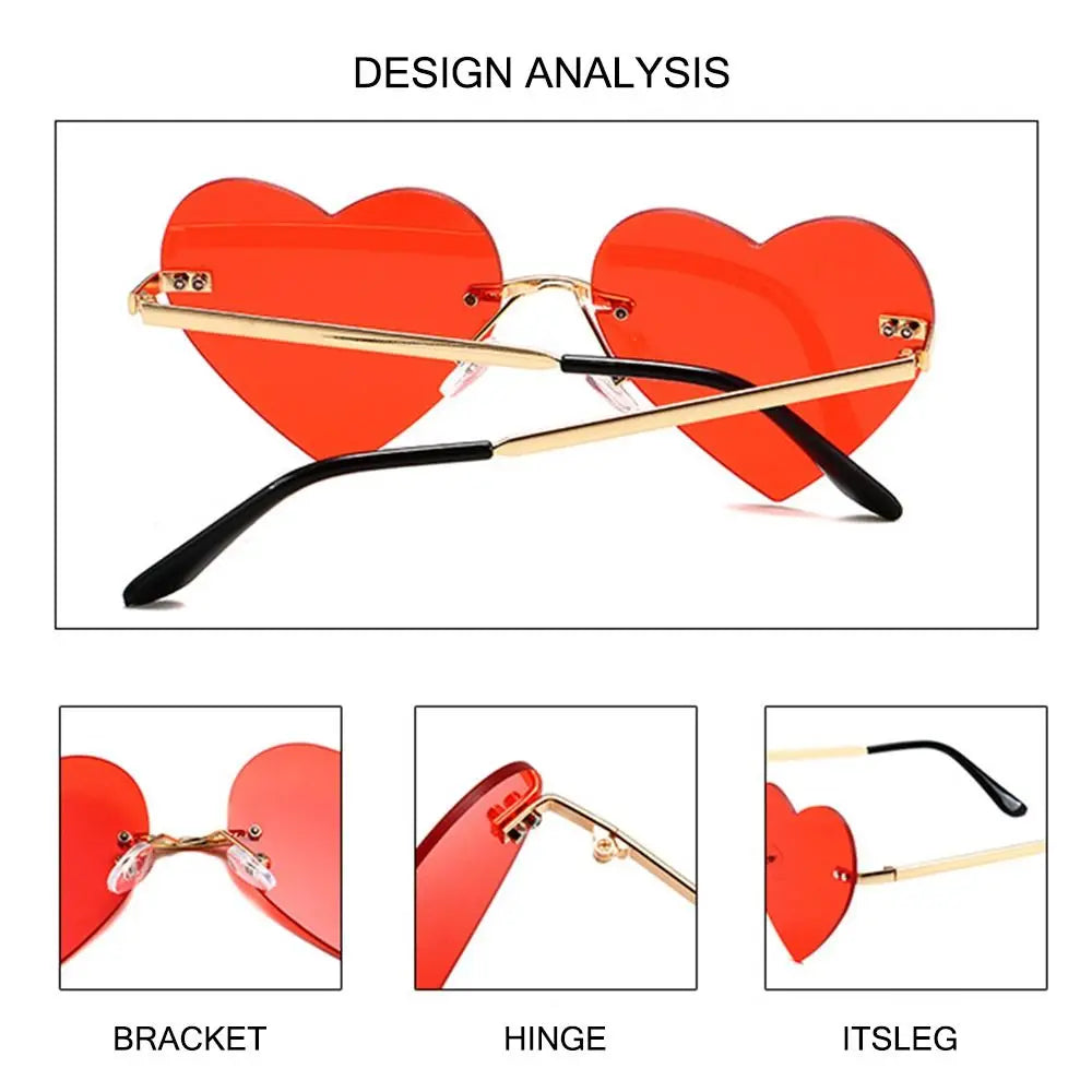 Pink Hipe Costume Party Rimless Heart HELLOWEEN Sunglasses