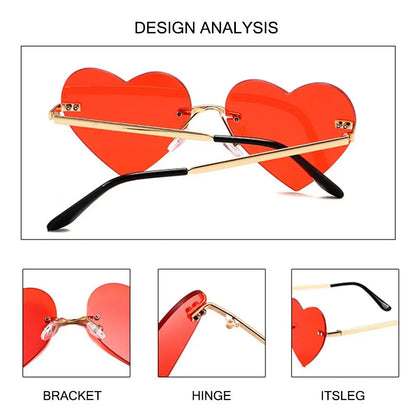 Pink Hipe Costume Party Rimless Heart HELLOWEEN Sunglasses